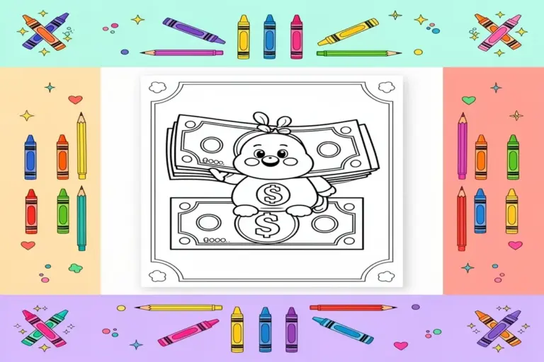 money coloring pages for kids - Free Printable Coloring Page