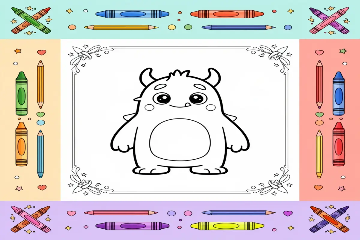 monster coloring pages for kids - Free Printable Coloring Page