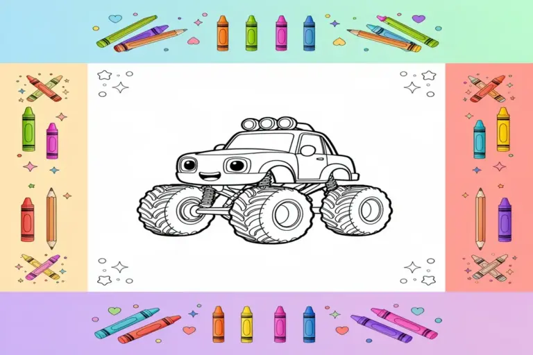 monster truck coloring pages for kids - Free Printable Coloring Page