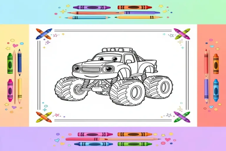 monster truck coloring pages for kids - Free Printable Coloring Page