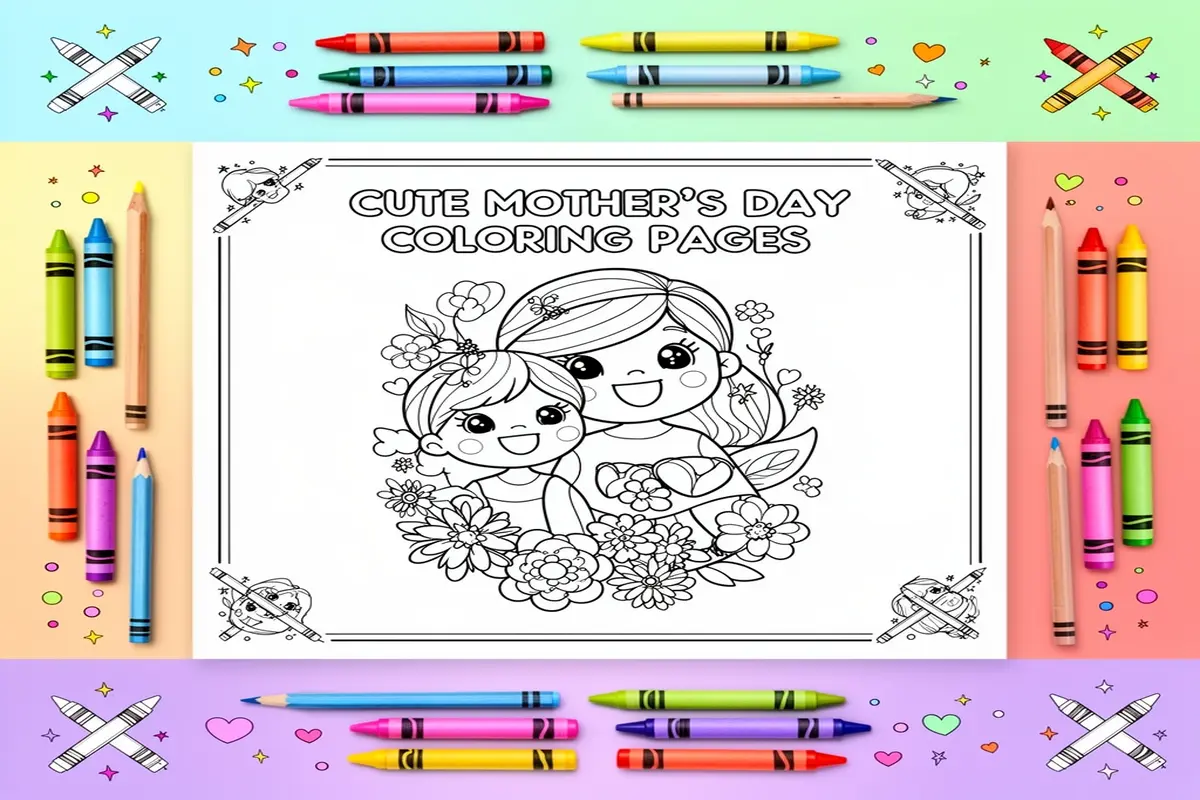 mother's day coloring pages for kids - Free Printable Coloring Page