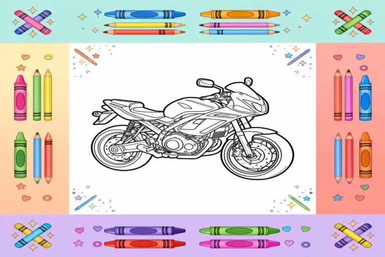 motorcycle coloring pages for kids - Free Printable Coloring Page