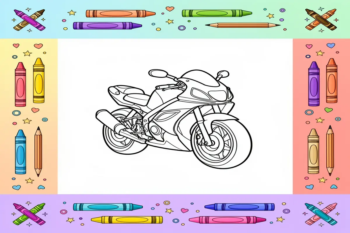 motorcycle coloring pages for kids - Free Printable Coloring Page