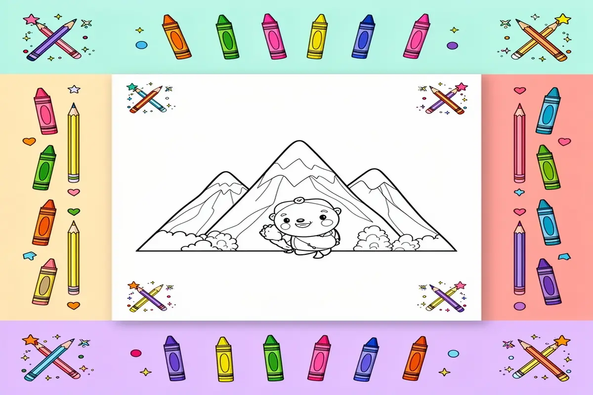 mountain coloring pages for kids - Free Printable Coloring Page