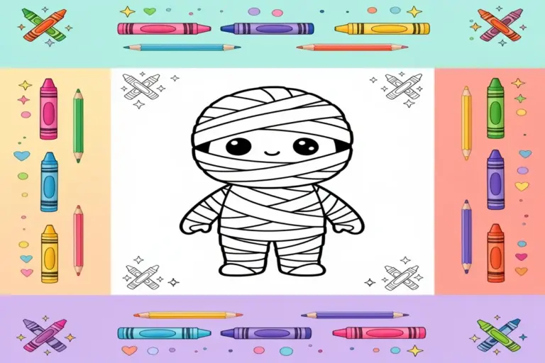 mummy coloring pages for kids - Free Printable Coloring Page