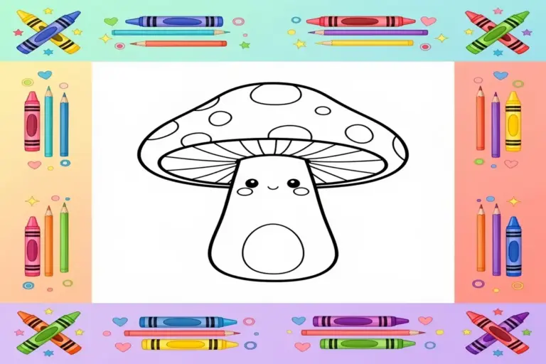 mushroom coloring pages for kids - Free Printable Coloring Page