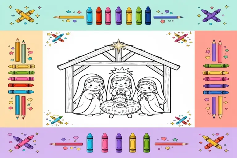 nativity coloring pages for kids - Free Printable Coloring Page