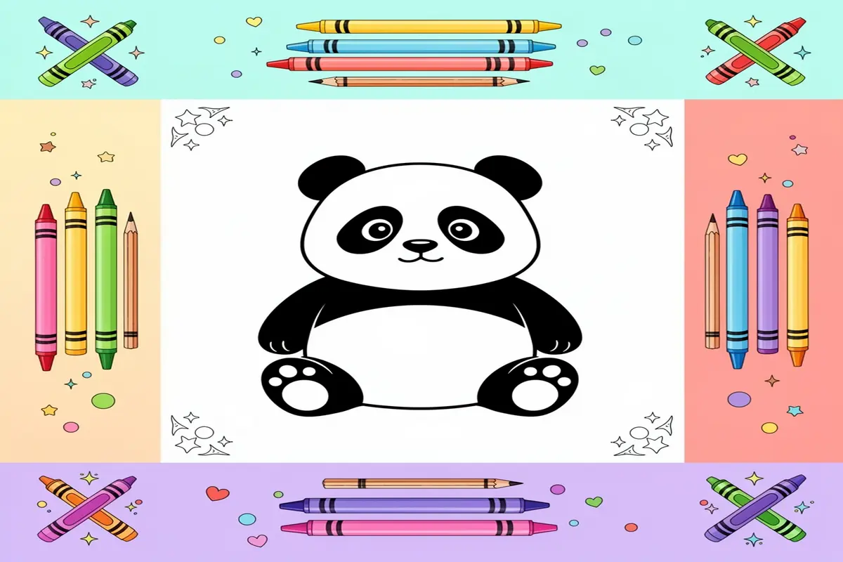 panda coloring pages for kids - Free Printable Coloring Page