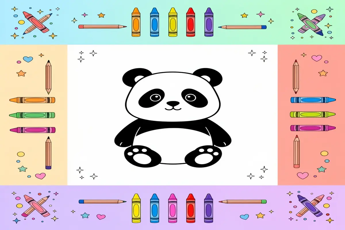 panda coloring pages for kids - Free Printable Coloring Page