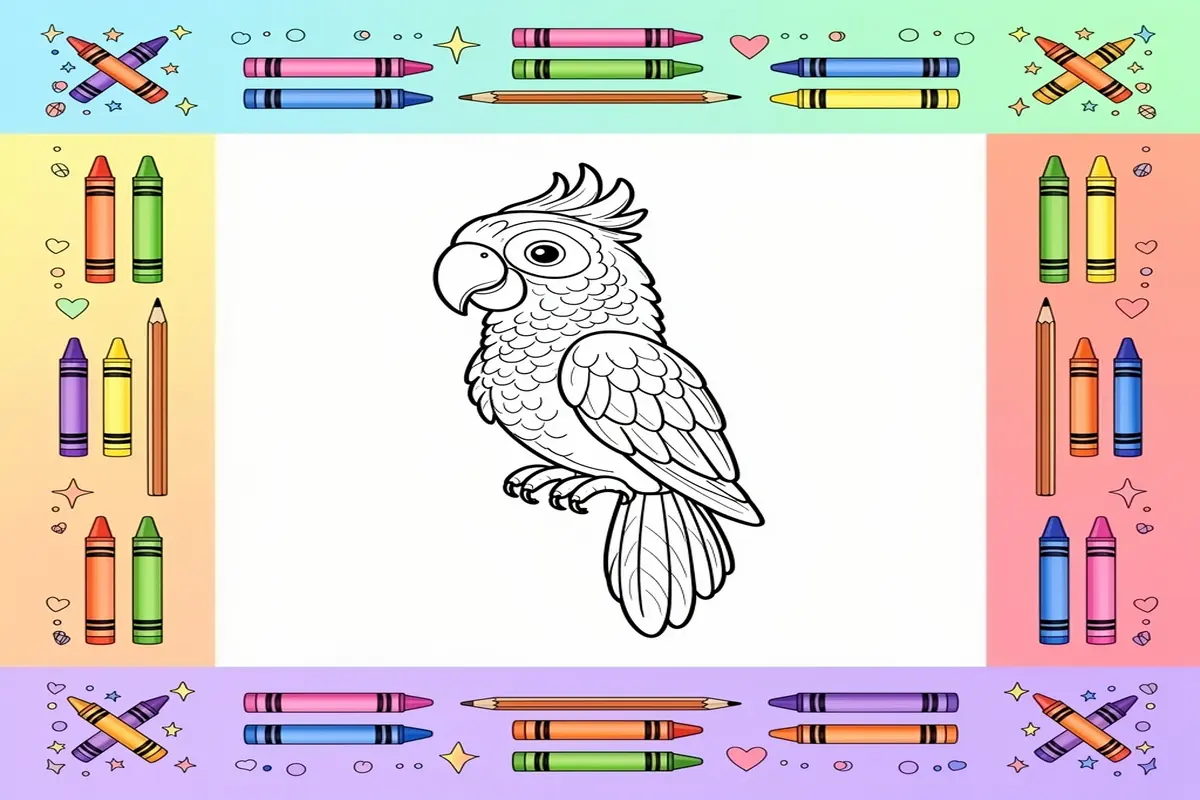 parrot coloring pages for kids - Free Printable Coloring Page
