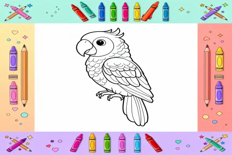parrot coloring pages for kids - Free Printable Coloring Page