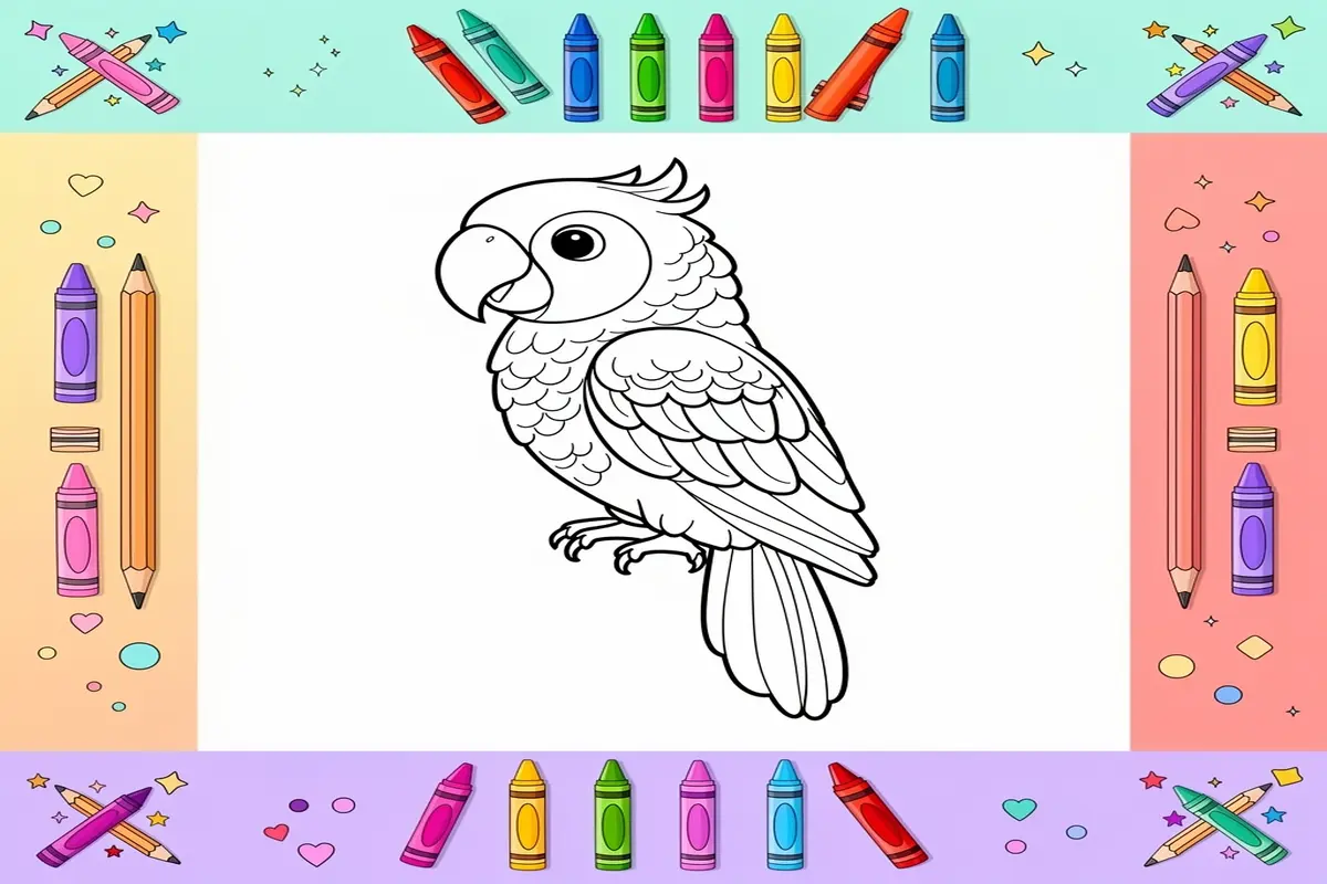 parrot coloring pages for kids - Free Printable Coloring Page