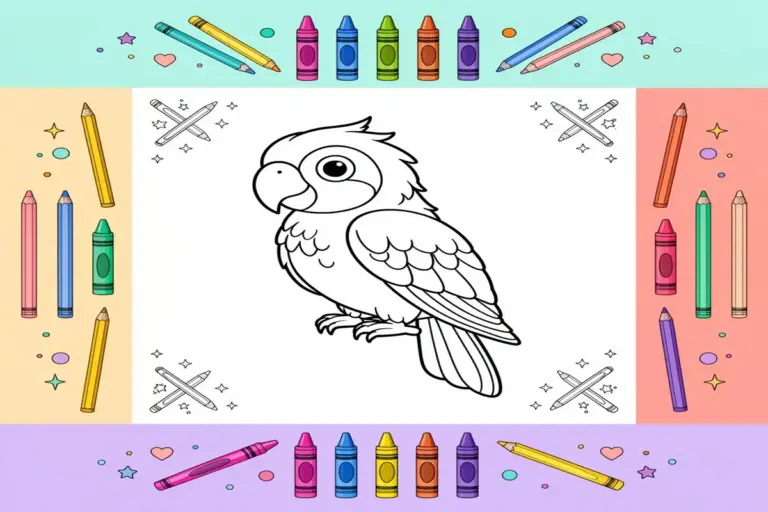 parrot coloring pages for kids - Free Printable Coloring Page