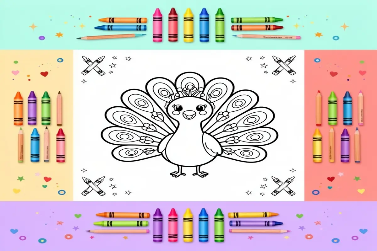 peacock coloring pages for kids - Free Printable Coloring Page