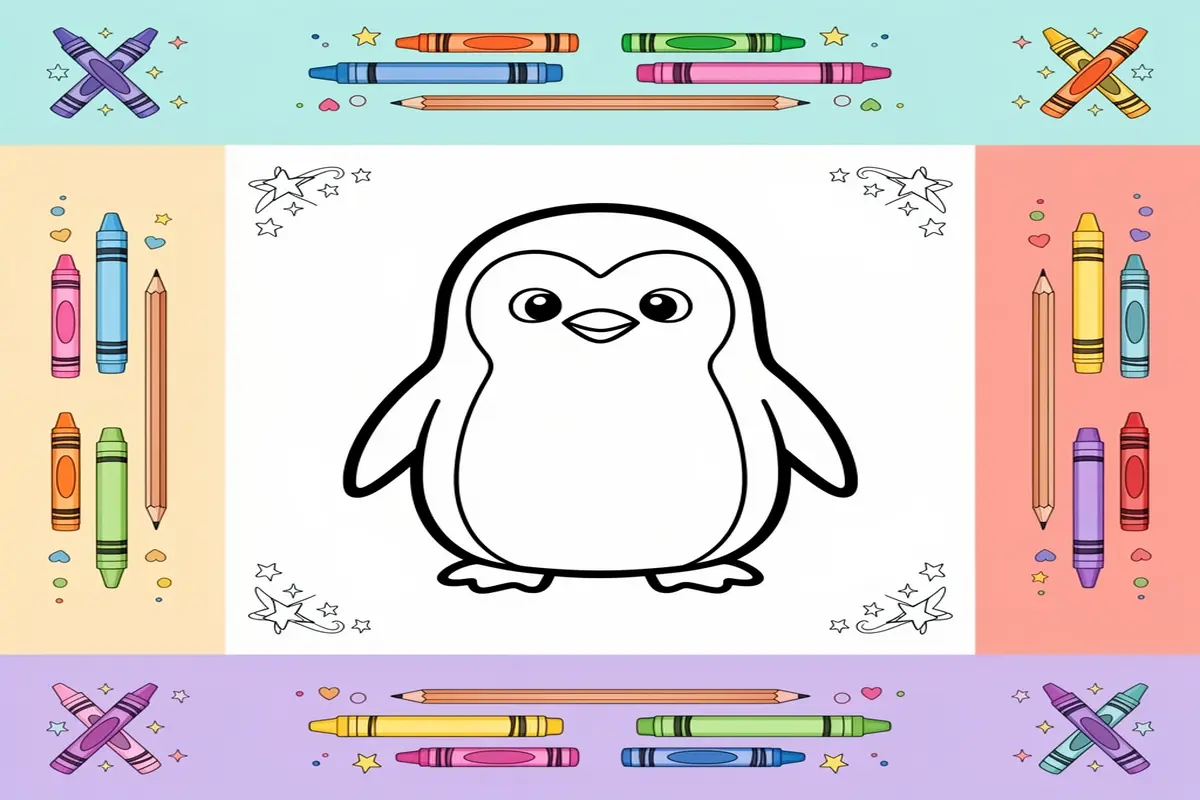 penguin coloring pages for kids - Free Printable Coloring Page