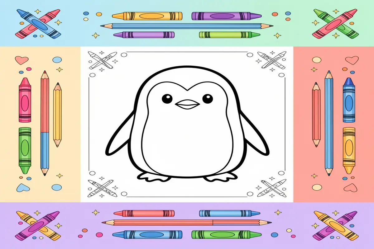 penguin coloring pages for kids - Free Printable Coloring Page