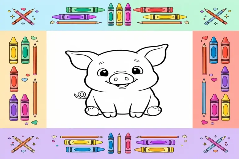 pig coloring pages for kids - Free Printable Coloring Page