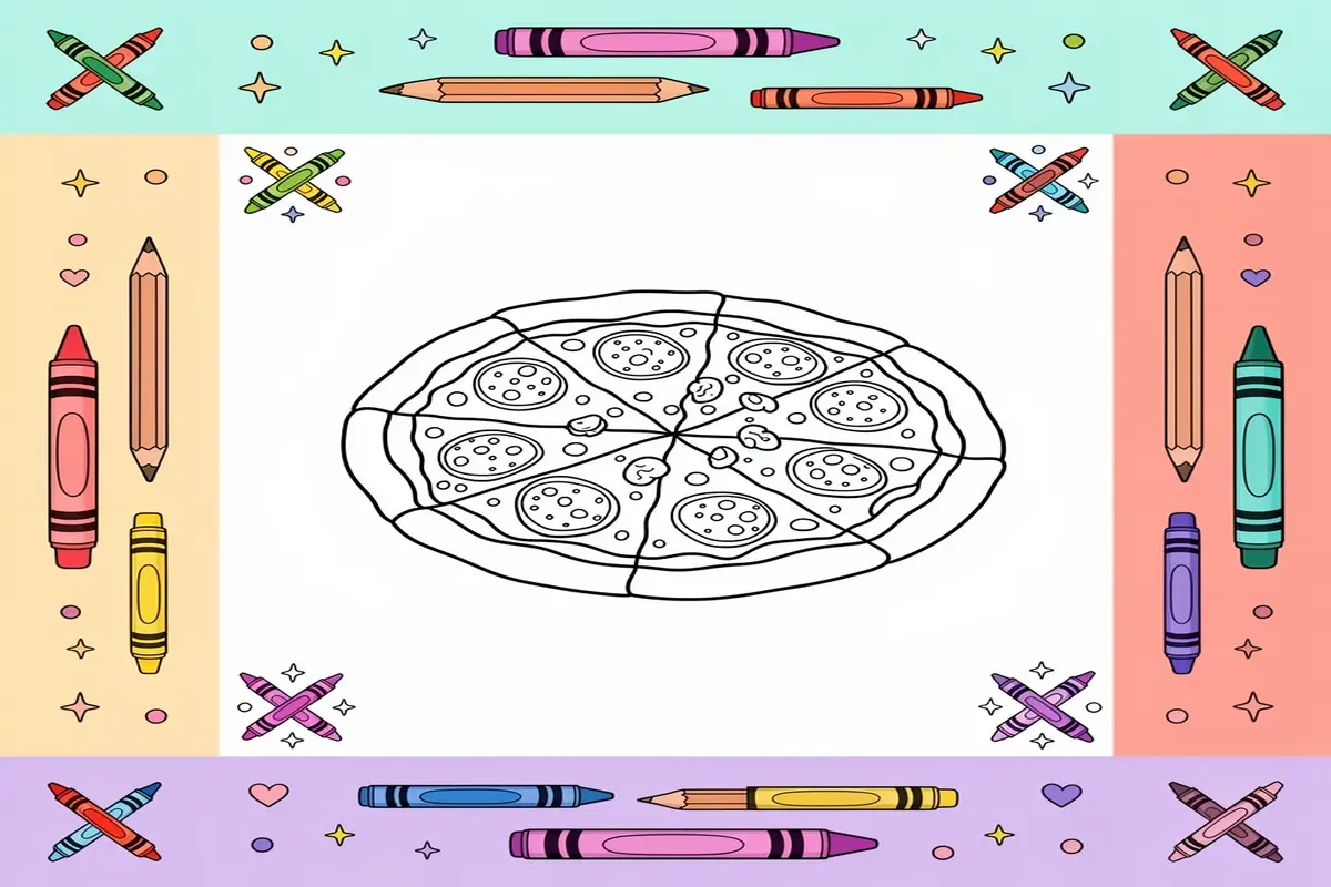 pizza coloring pages for kids - Free Printable Coloring Page