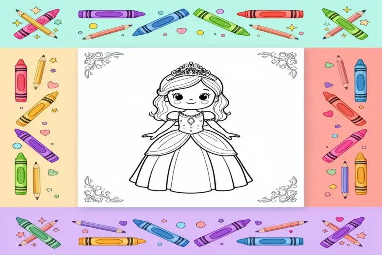 princess coloring pages for kids - Free Printable Coloring Page