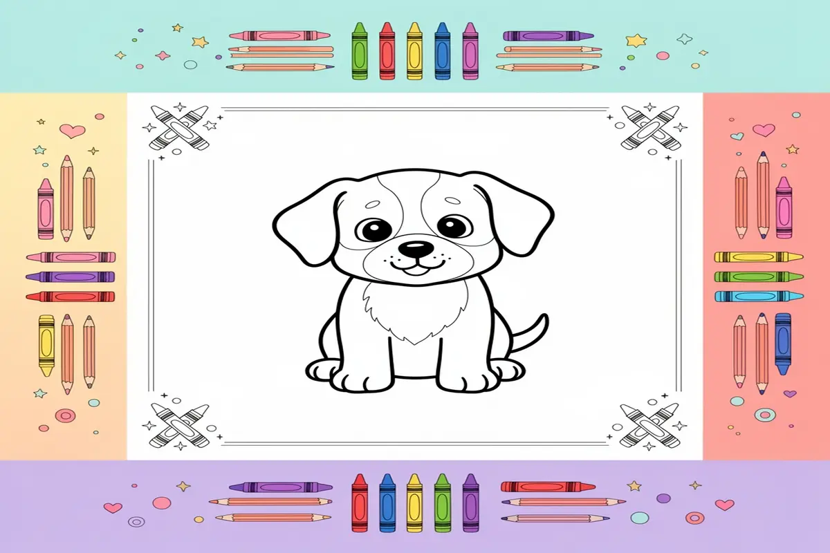 puppy coloring pages for kids - Free Printable Coloring Page