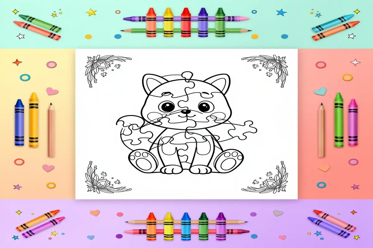puzzle coloring pages for kids - Free Printable Coloring Page