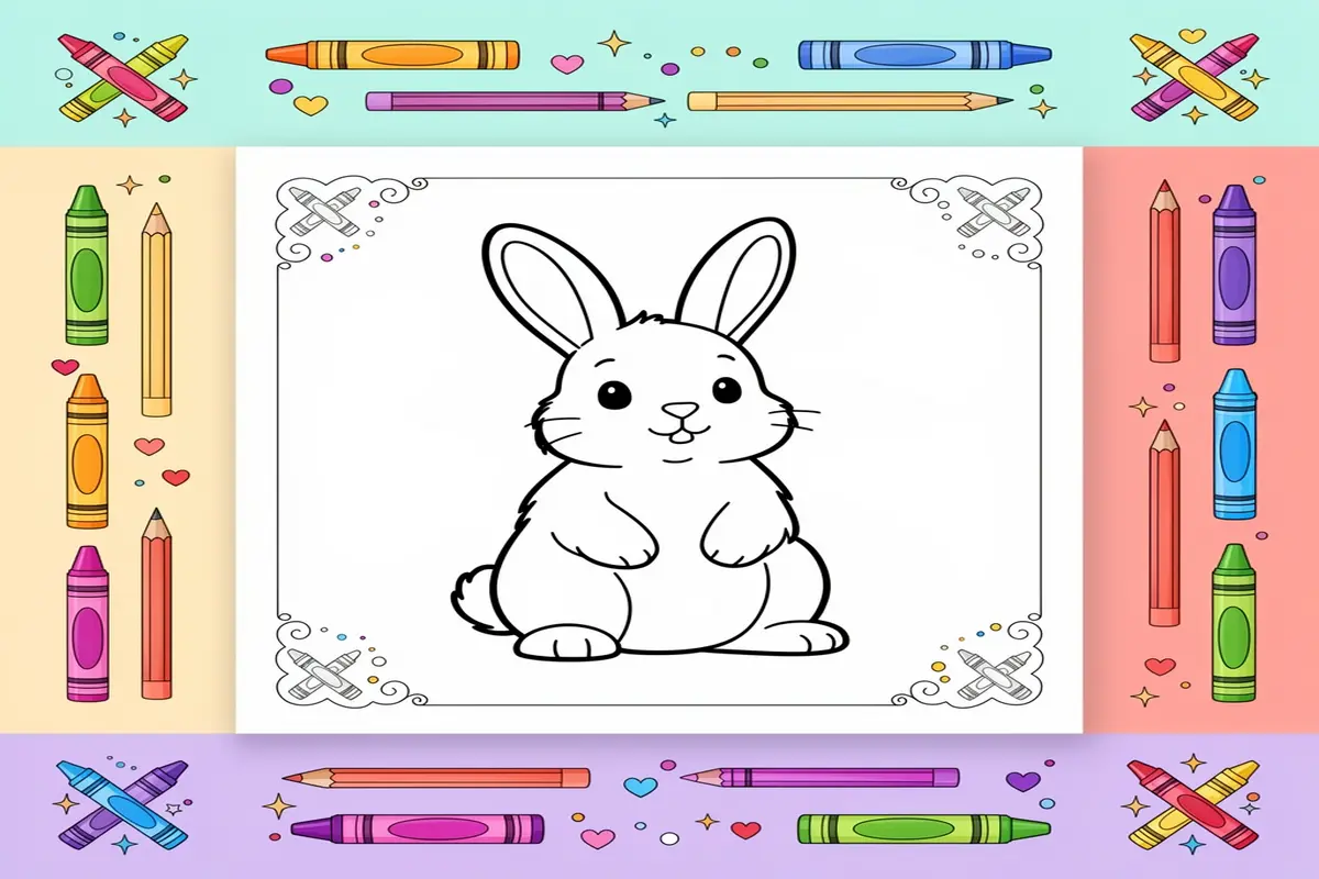 rabbit coloring pages for kids - Free Printable Coloring Page