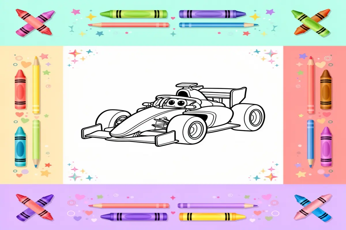 race car coloring pages for kids - Free Printable Coloring Page
