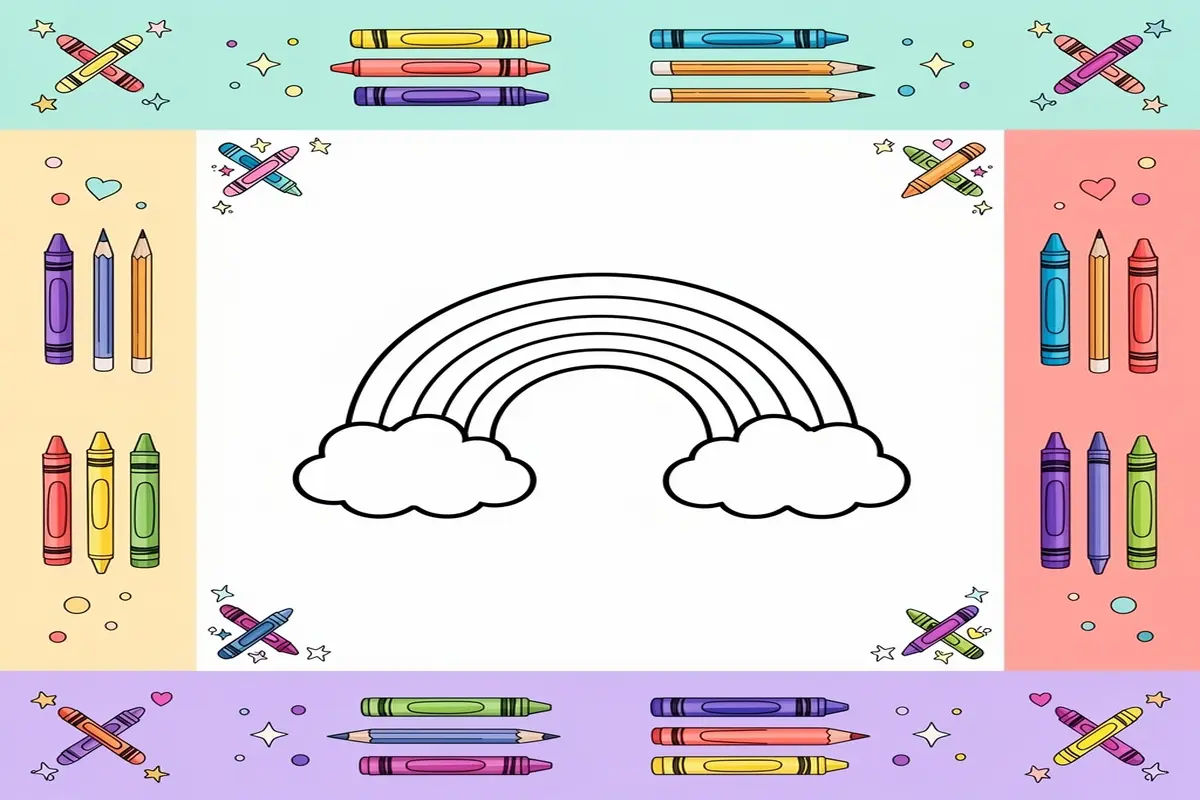 rainbow coloring pages for kids - Free Printable Coloring Page
