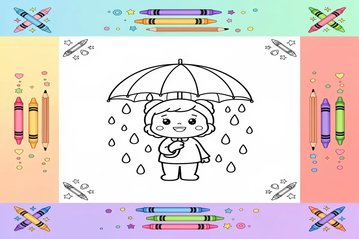 rainy day coloring pages for kids - Free Printable Coloring Page