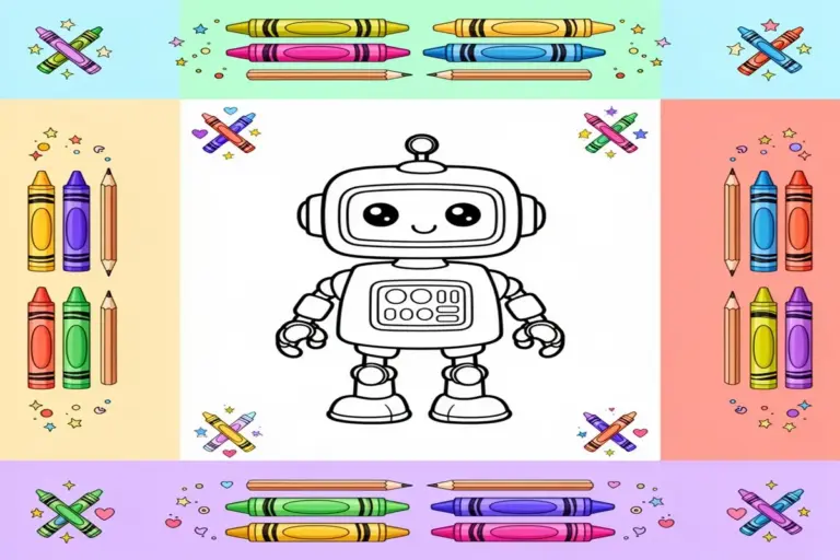 robot coloring pages for kids - Free Printable Coloring Page