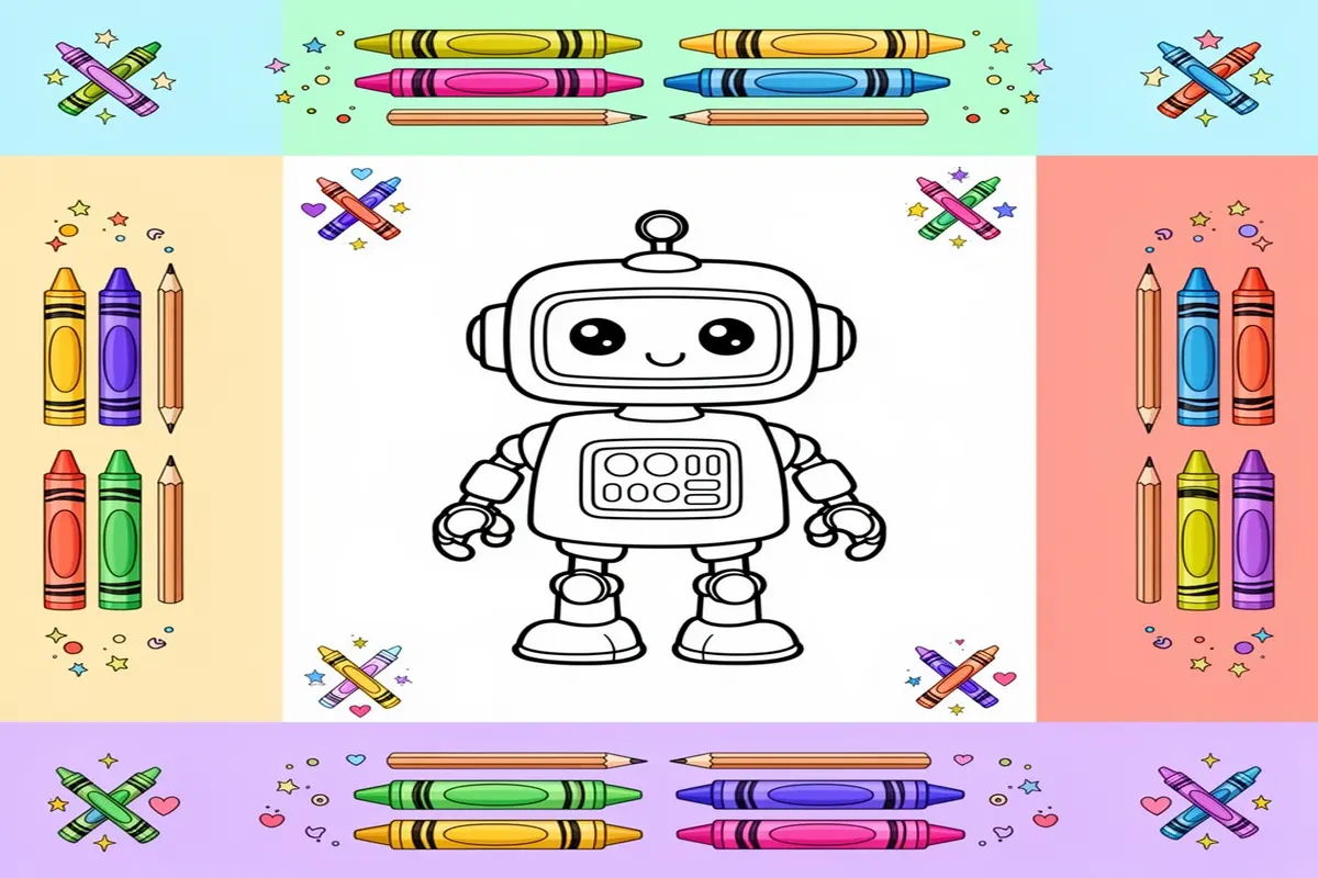 robot coloring pages for kids - Free Printable Coloring Page