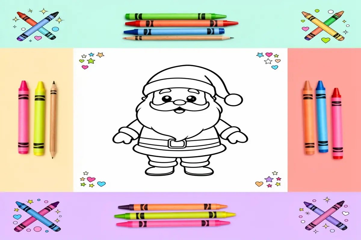 santa coloring pages for kids - Free Printable Coloring Page