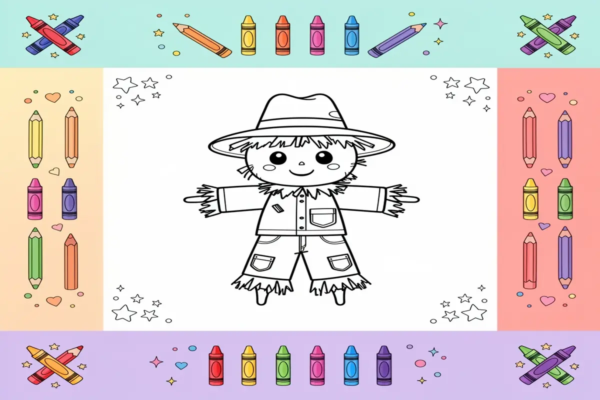 scarecrow coloring pages for kids - Free Printable Coloring Page