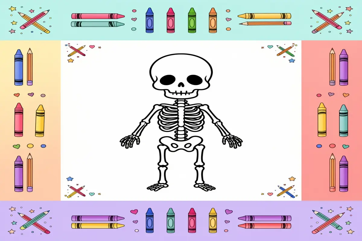skeleton coloring pages for kids - Free Printable Coloring Page