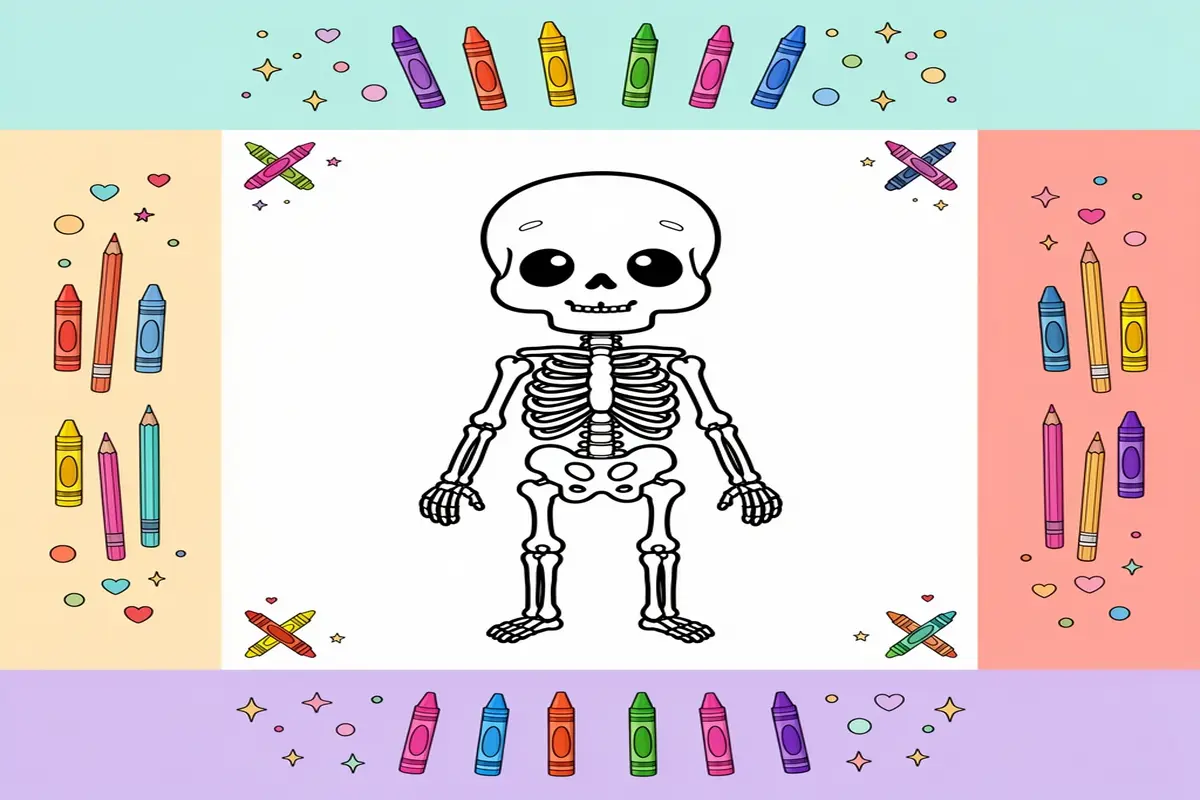 skeleton coloring pages for kids - Free Printable Coloring Page