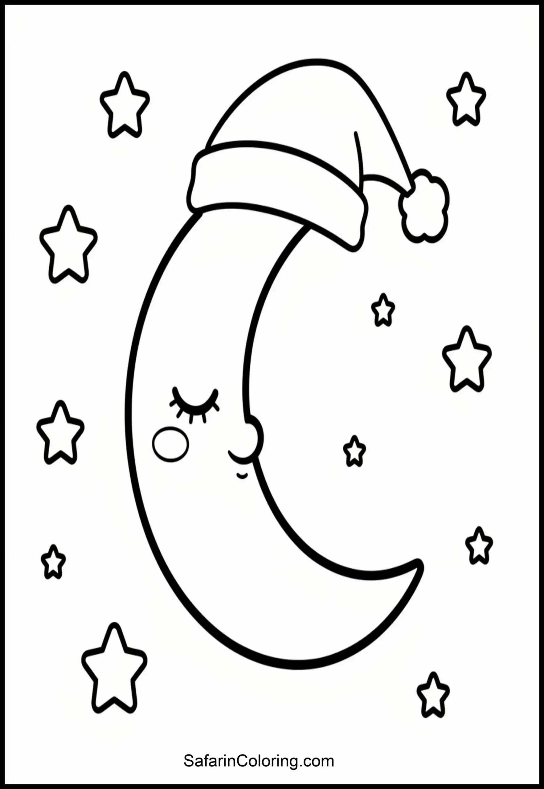 Sleepy Moon Coloring Scaled