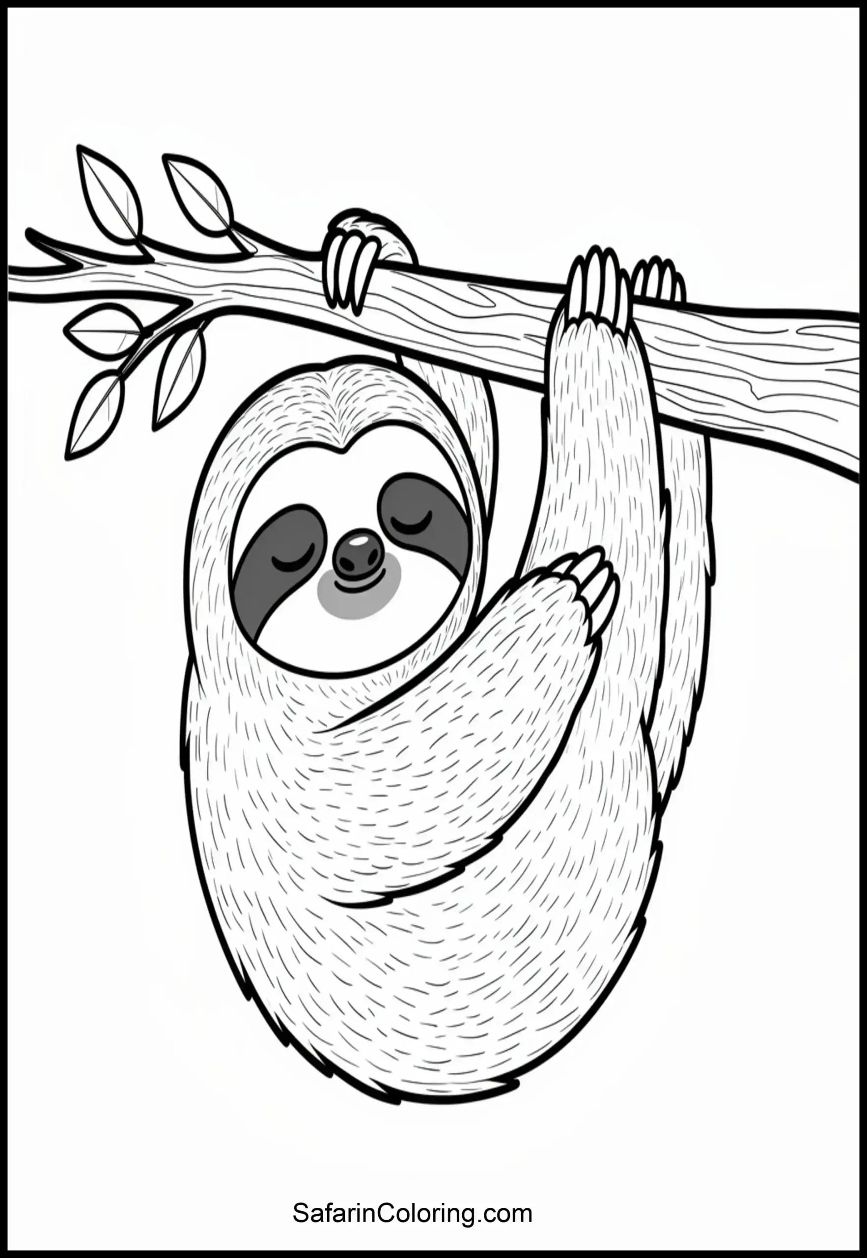 Sleepy Sloth Coloring Scaled