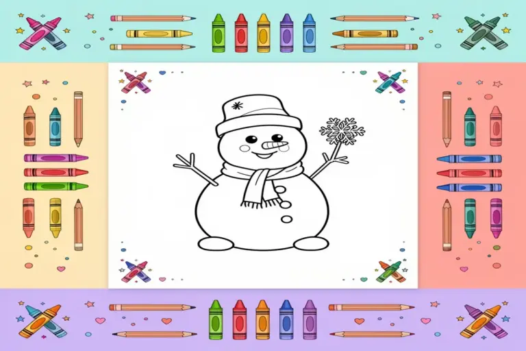 snowman coloring pages for kids - Free Printable Coloring Page