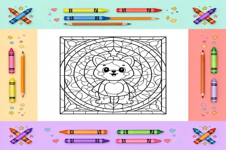stained glass coloring pages for kids - Free Printable Coloring Page