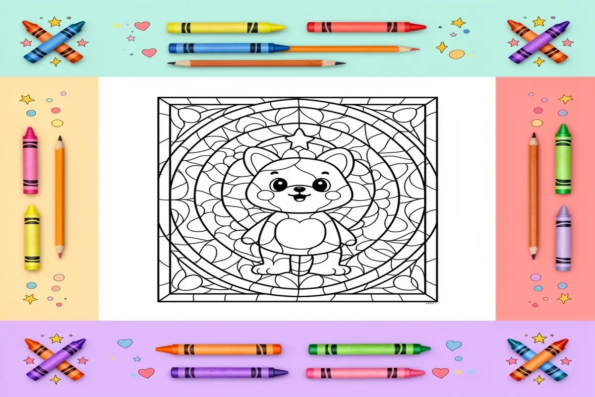 stained glass coloring pages for kids - Free Printable Coloring Page