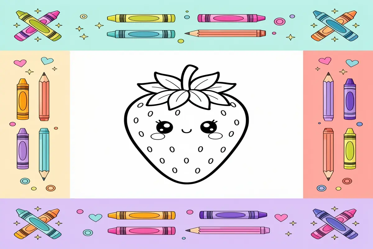 strawberry coloring pages for kids - Free Printable Coloring Page