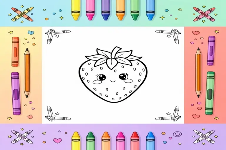 strawberry coloring pages for kids - Free Printable Coloring Page