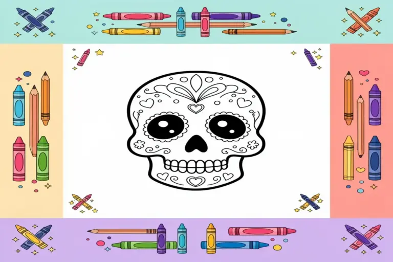 sugar skull coloring pages for kids - Free Printable Coloring Page