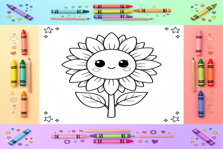sunflower coloring pages for kids - Free Printable Coloring Page