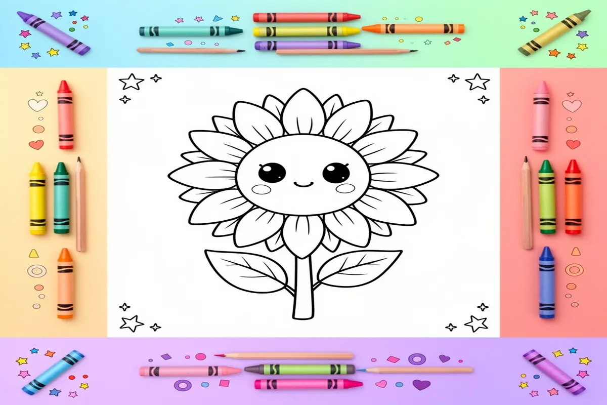 sunflower coloring pages for kids - Free Printable Coloring Page
