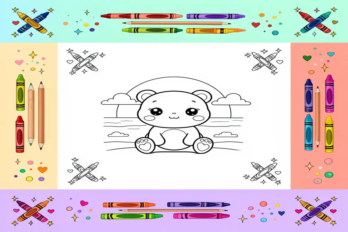 sunset coloring pages for kids - Free Printable Coloring Page