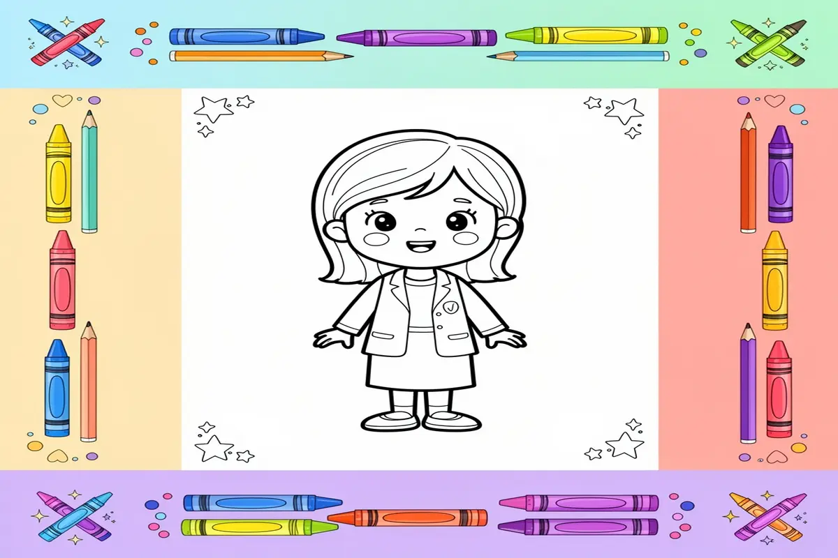 teacher coloring pages for kids - Free Printable Coloring Page