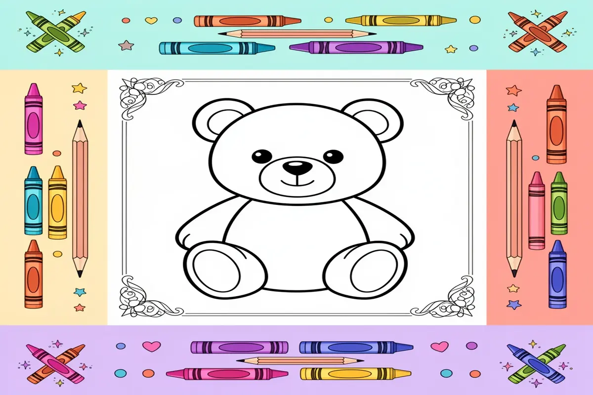 teddy bear coloring pages for kids - Free Printable Coloring Page