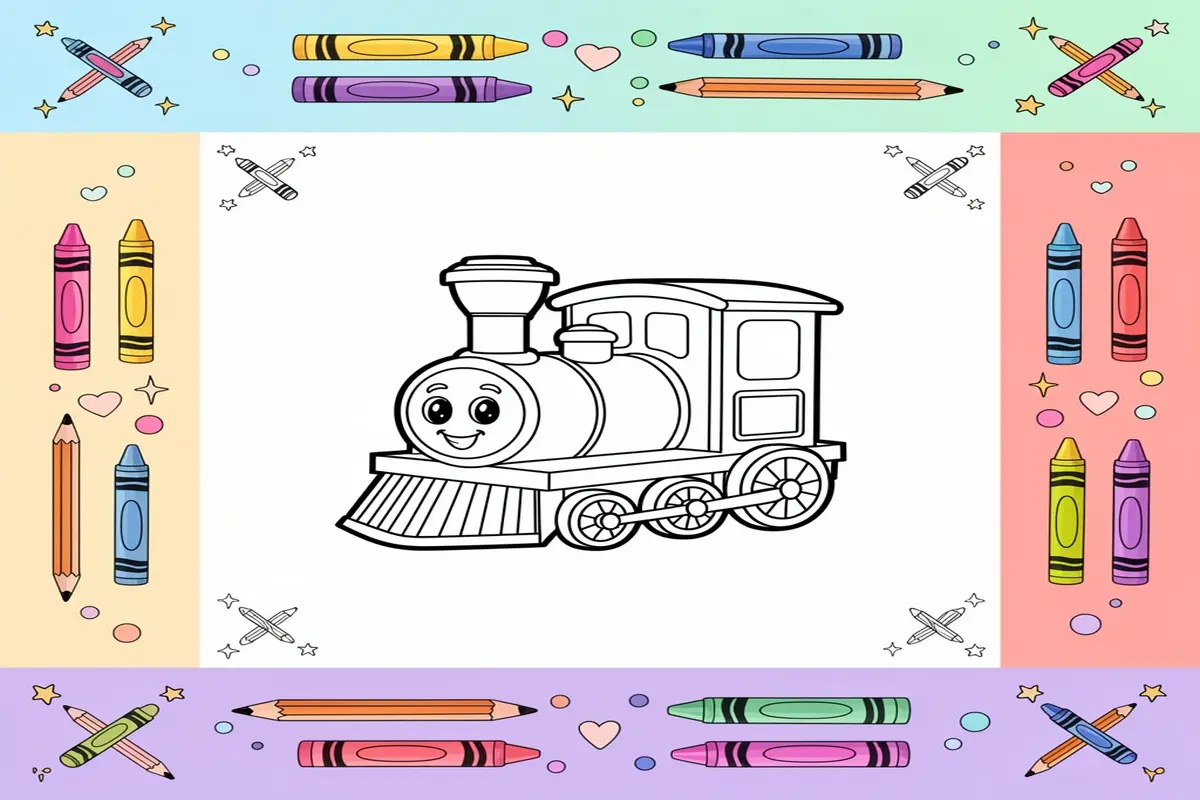train coloring pages for kids - Free Printable Coloring Page