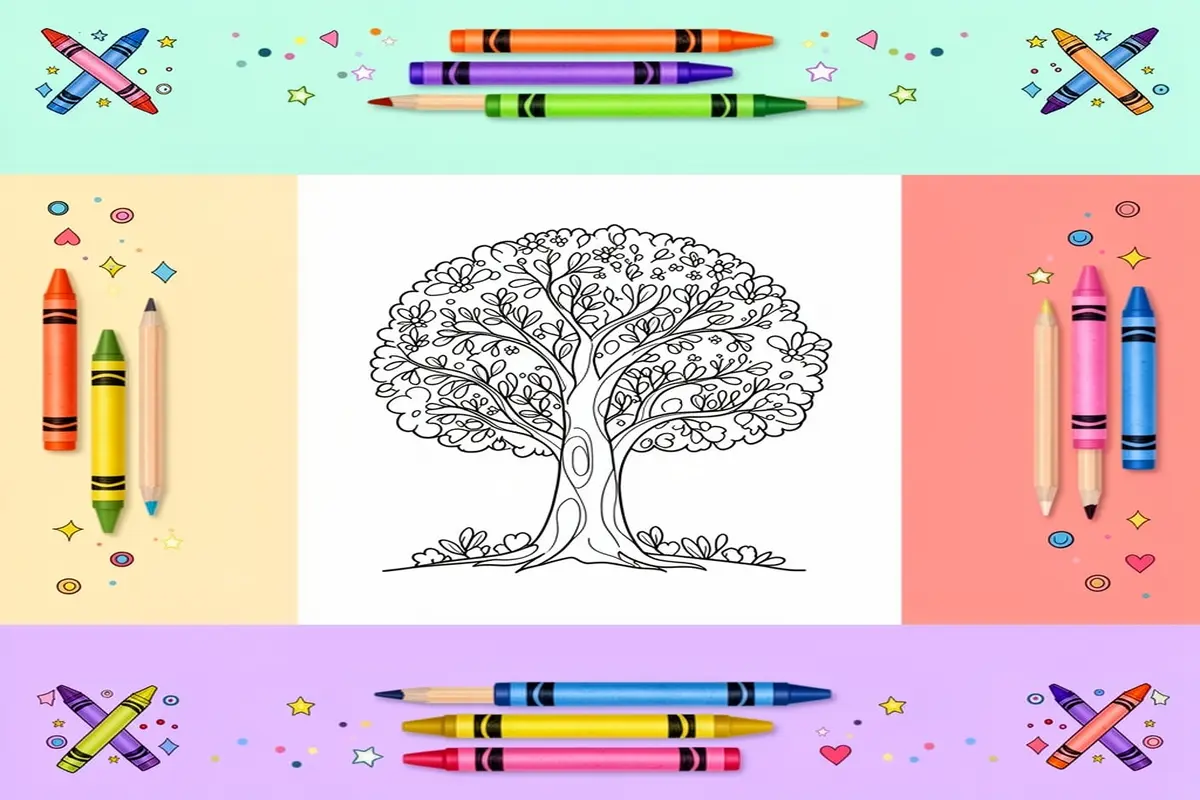 tree coloring pages for kids - Free Printable Coloring Page